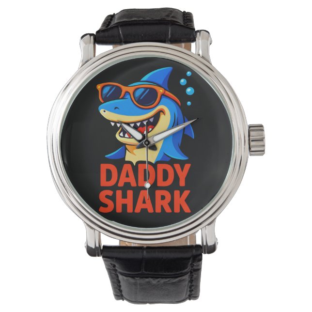 Pappa Shark Fars dag Gifts Armbandsur (Framsida)