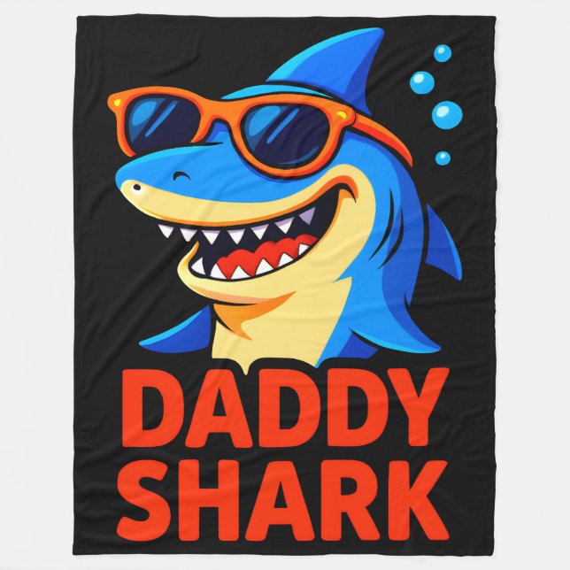 Pappa Shark Fars dag Gifts Fleecefilt (Framsidan)