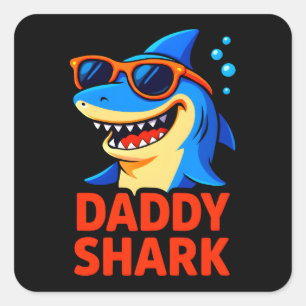 Pappa Shark Fars dag Gifts Fyrkantigt Klistermärke
