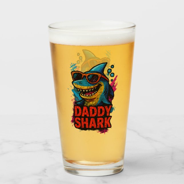 Pappa Shark Fars dag Gifts Glaskopp (Framsida fylld)