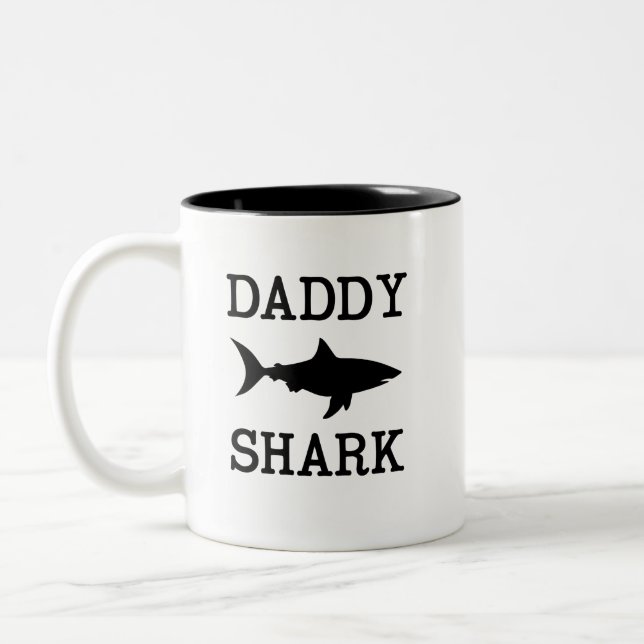 Pappa Shark-kaffet mugg lustig pappa-gåva (Vänster)