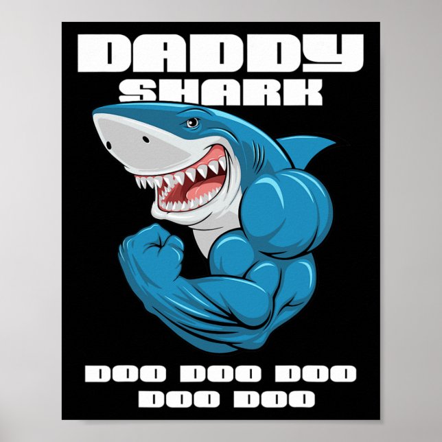 Pappa Shark Shirt Funny Fars dag Gift För barn Poster (Framsidan)