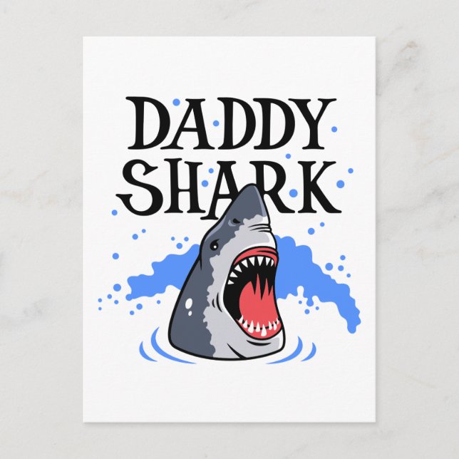 Pappa Shark - Underbar White Vykort (Framsida)