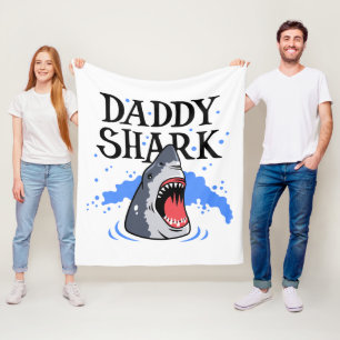 Pappa Shark - Underbarare vit Fleecefilt