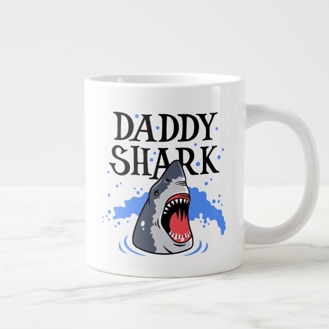 Pappa Shark - Underbarare vit Jumbo Mugg (Höger)