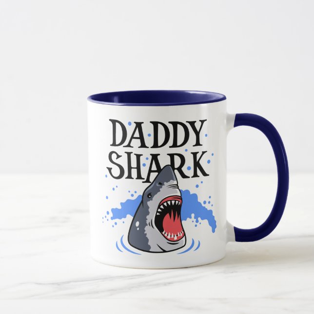 Pappa Shark - Underbarare vit Mugg (Höger)
