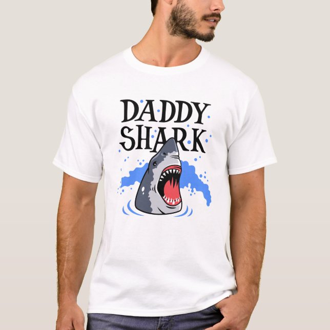 Pappa Shark - Underbarare vit T Shirt (Framsida)