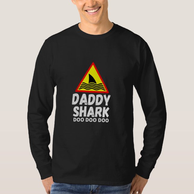 Pappa Shark Warning for T Shirt (Framsida)