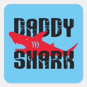 Pappa Shark Worn Graphic Fyrkantigt Klistermärke