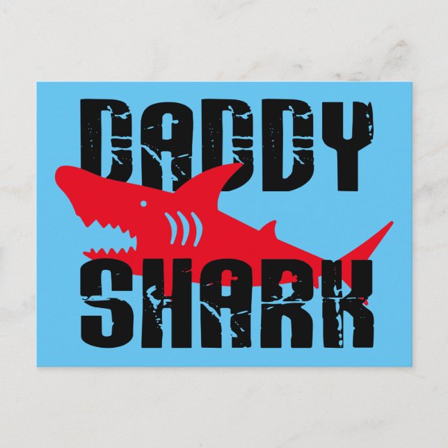 Pappa Shark Worn Graphic Vykort (Framsida)