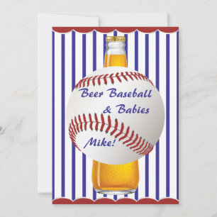 Pappa Shower Beer Baseball och Spädbarn Inbjudningar