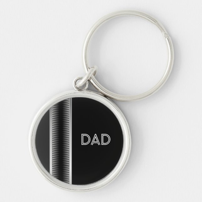 Pappa, Silver och Svart Industrinyckelring Rund Silverfärgad Nyckelring (Framsidan)