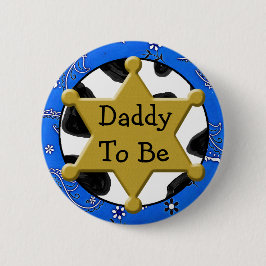 Pappa ska vara Blue Bandanna Baby Shower Button Knapp