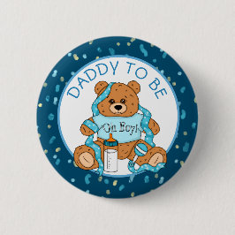 Pappa ska vara Blue Nalle Baby Shower Knapp