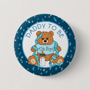 Pappa ska vara Blue Nalle Baby Shower Knapp