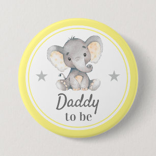 Pappa ska vara New Pappa Gult Elephant Baby Shower Knapp