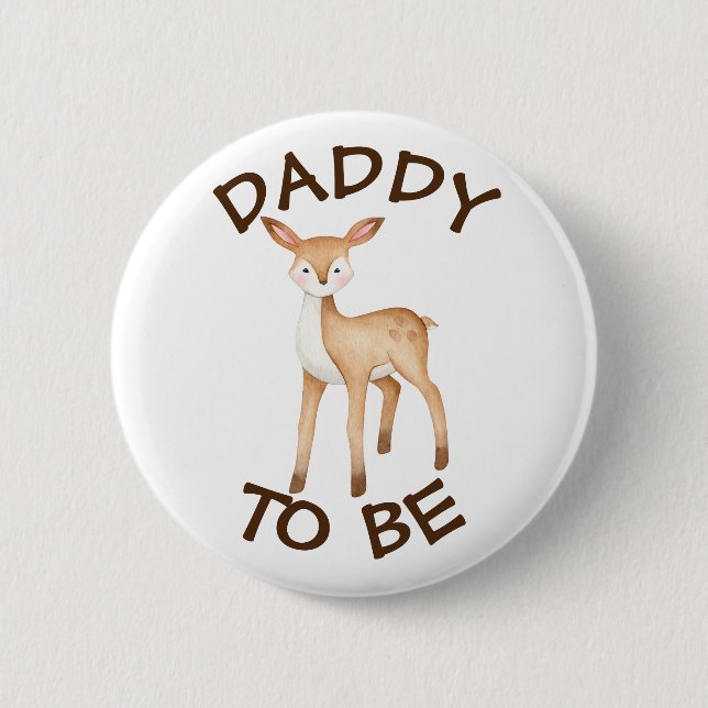 Pappa ska vara Woodland Animals Baby Shower Button Knapp (Framsida)