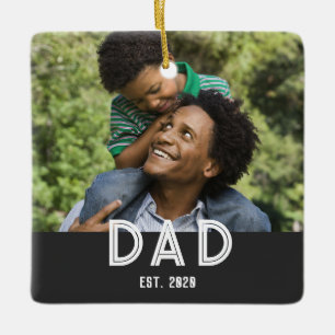 Pappa Skapade Foto Present Fars Dag Magnet Julgransprydnad Keramik