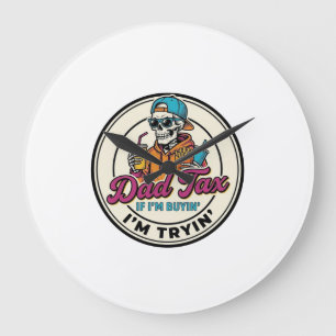 Pappa Skatt Skelett Snabbmat Humor T-Shirt Design_ Stor Klocka