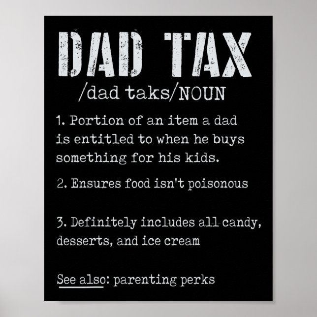 Pappa skattdefinition Manar Funny Fars dag 4 Poster (Framsidan)