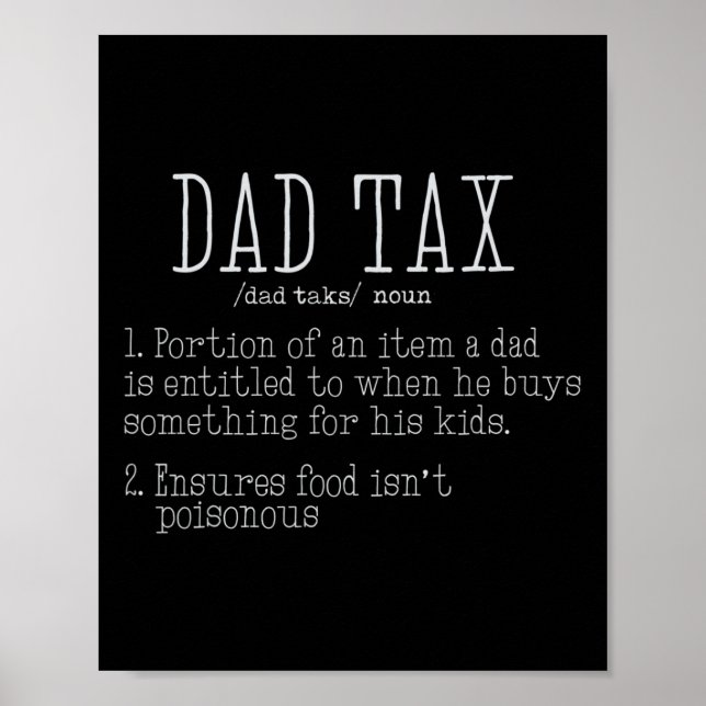 Pappa skattdefinition Manar Funny Fars dag 8 Poster (Framsidan)