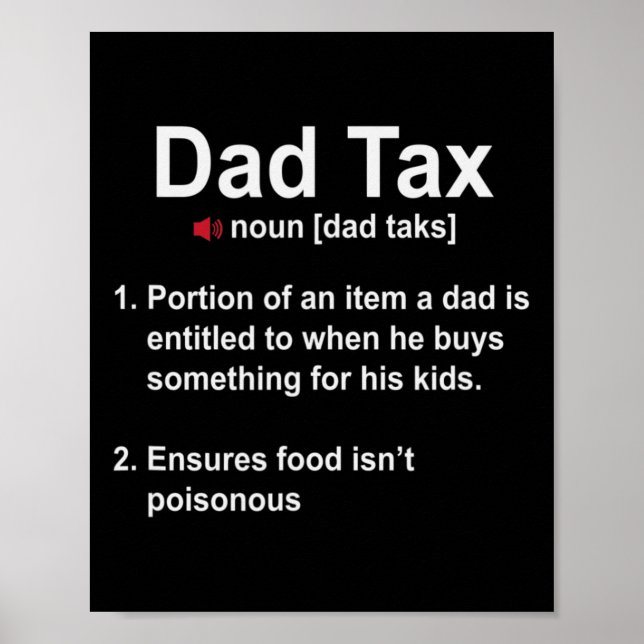 Pappa skattdefinition: pappa Far Pappa Fars dag Poster (Framsidan)