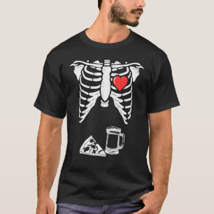 Pappa Skeleton Halloween Beer Pizza Gravid Coupl T Shirt