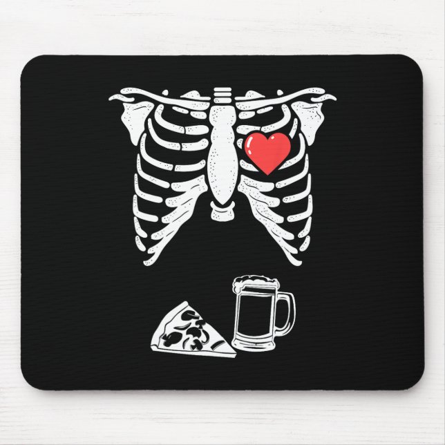 Pappa Skeleton Halloween Beer Pizza Roligt Gravid  Musmatta (Framsidan)