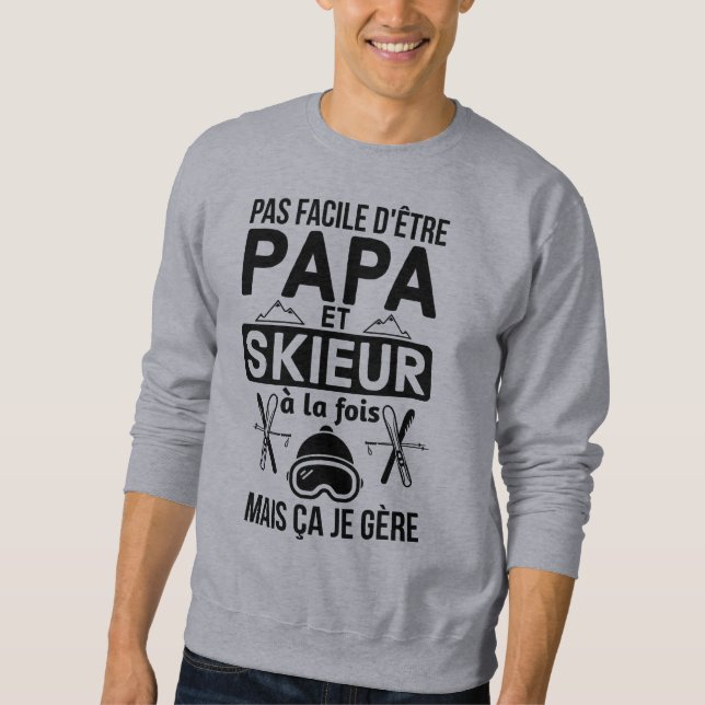 Pappa skieur lång ärmad tröja (Framsida)