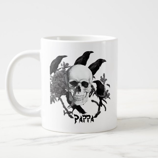 Pappa Skull och Kråkor Halloween Jumbo Mugg (Vänster)