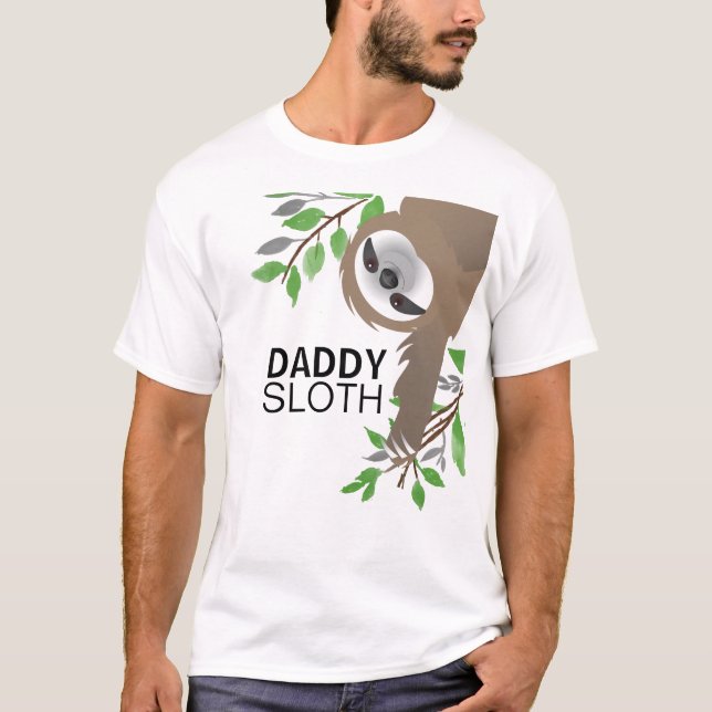 Pappa Sloth Hanging från Träd T Shirt (Framsida)
