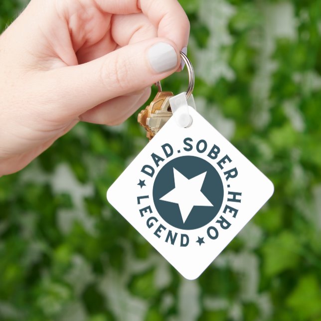 Pappa Sober Legend Star Sobriety Gift Far Nyckelring (Hand)