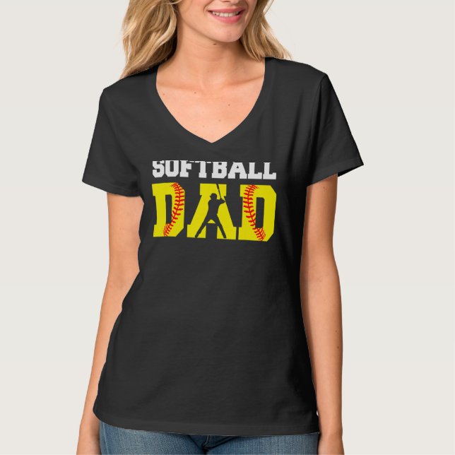 Pappa Softball Gult Softball Pappa Pappor T Shirt (Framsida)