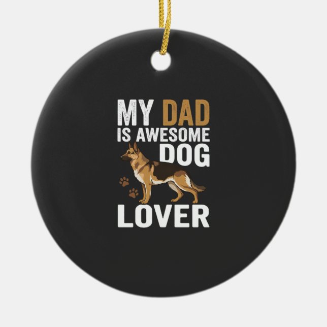 Pappa som älskar hundar är fantastisk julgransprydnad keramik (Framsidan)