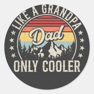 Pappa som en "Grandpa Only Cooler Retro" Runt Klistermärke