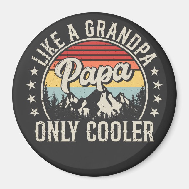 Pappa som en retro-cirkel med enbart en morfar magnet (Framsidan)
