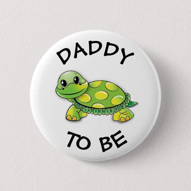 Pappa som ska bli Baby Shower Button Turtle Tema Knapp (Framsida)