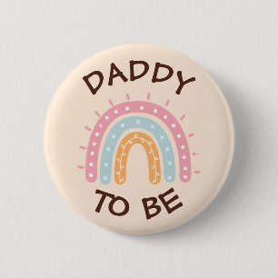 Pappa som ska bli babyskor Knappen Rosa Regnbåge t Knapp