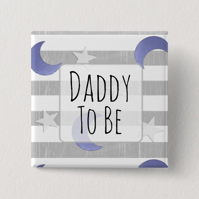 Pappa som ska bli stjärnor och Måne Baby Shower Knapp (Framsida)