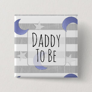 Pappa som ska bli stjärnor och Måne Baby Shower Knapp