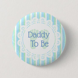 Pappa som ska vara Blue Grönt Baby Shower-knapp Knapp