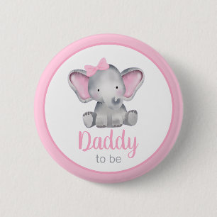 Pappa som ska vara elefant Baby Shower Knapp