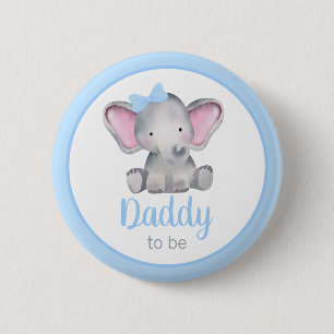 Pappa som ska vara elphant Boy Baby Shower Knapp