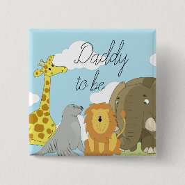 Pappa som ska vara jungle Animals Baby Shower Knapp
