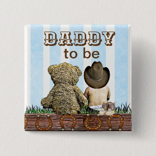 Pappa som ska vara Lil'Cowboy och Nalle Baby Showe Knapp
