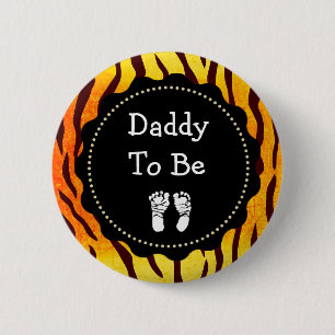 Pappa som ska vara Tiger Print Baby Shower Knapp