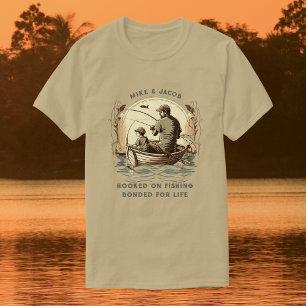 Pappa Son Båt Fiske Anpassade Namn Pappagåva T Shirt