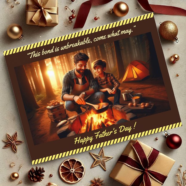 Pappa Son Bonding Fars dag Quote Photo Camping Vykort (Dad Son Bonding Father's Day Quote Photo Camping Postcard)