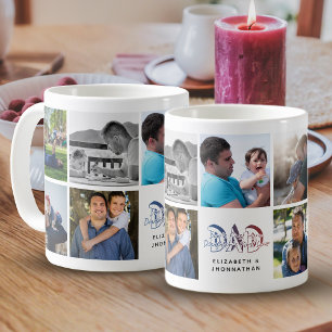PAPPA Son & dotter Quote Photo Collage Family Namn Kaffemugg