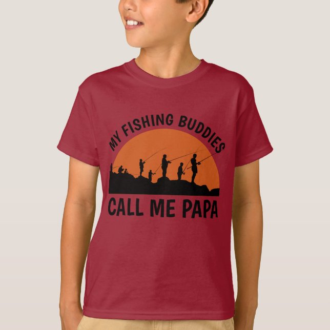 Pappa & Son Fishing Buddy t-shirt, Personlig Fath T Shirt (Framsida)